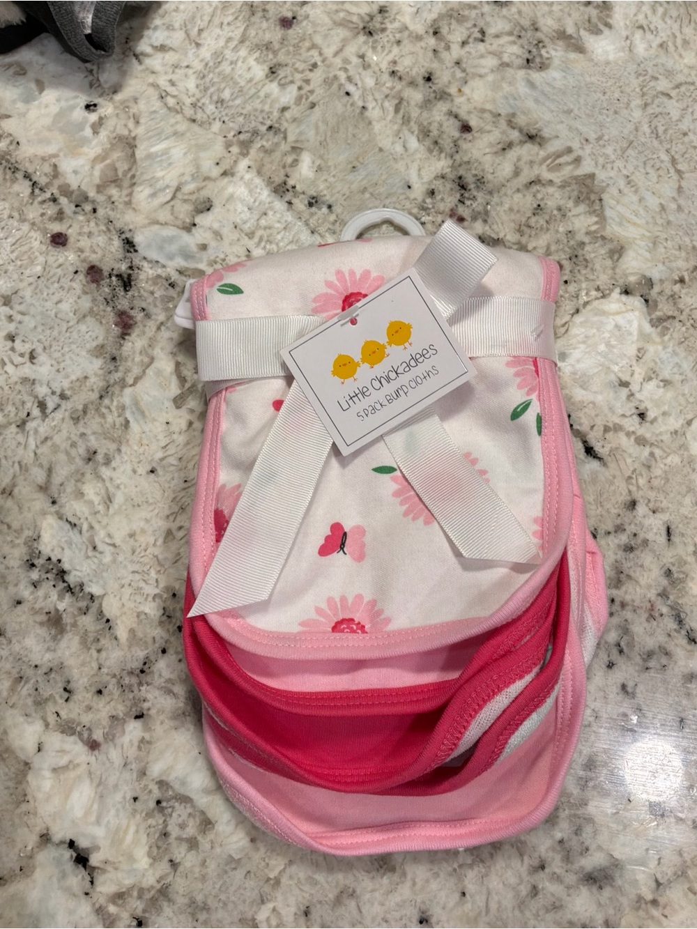 Little Chickadees Pink Floral & Solid Bib Set
